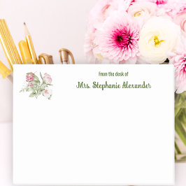 Bloco De Notas Floral Elegante De Aquarelas Da Mesa Do Sticky
