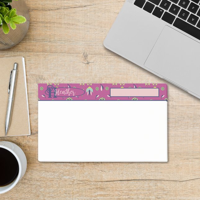 Bloco De Notas Floral Elegante Rosa Elegante Inspirado (Vintage Inspired Pink Floral Personalised Post-It Notes.)
