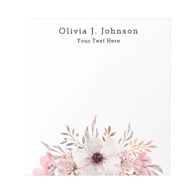 Bloco de Notas Floral em Aquarela Elegante (Frente)