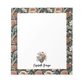 Bloco De Notas Floral Escuro Elegante Personalizado