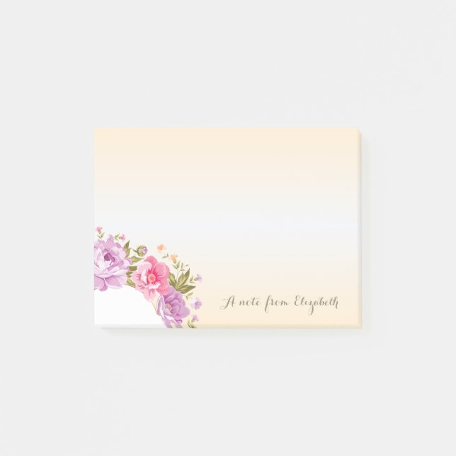 Bloco De Notas Floral Estiloso Fofo - Personalizado (Frente)