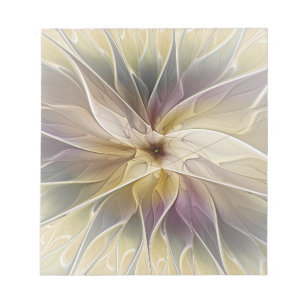Bloco De Notas Floral Fantasy Dourada Eggplant Abstrato Art Fract