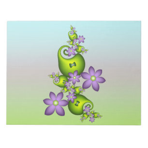 Bloco De Notas Floral Fantasy Lilac Flores Verde Formas Fractais