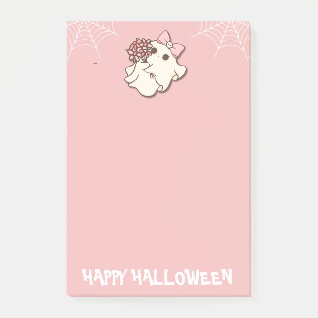 Bloco De Notas Floral Fright — Ghost with a Bouquet (Frente)