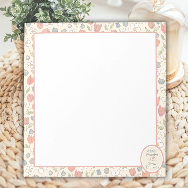 Bloco de Notas Floral Inspirador para Professores  (Inspirational Floral Notepad for Teachers)