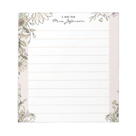 Bloco De Notas Floral Lines Pure Teacher Notepad