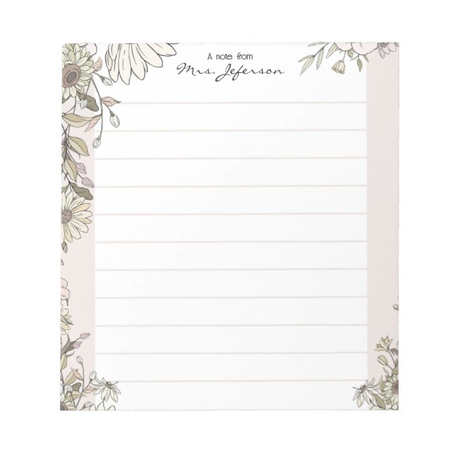Bloco De Notas Floral Lines Pure Teacher Notepad (Frente)