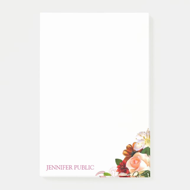 Bloco De Notas Floral Moderno Modelo Rosas Aquarela (Frente)