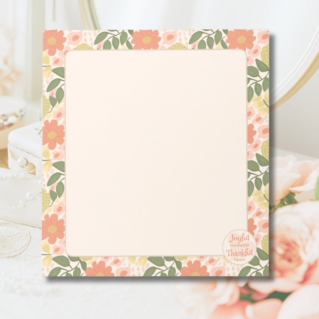 Bloco de Notas Floral - Momentos Alegres Coração G (Joyful Moments Thankful Heart – Floral Notepad)