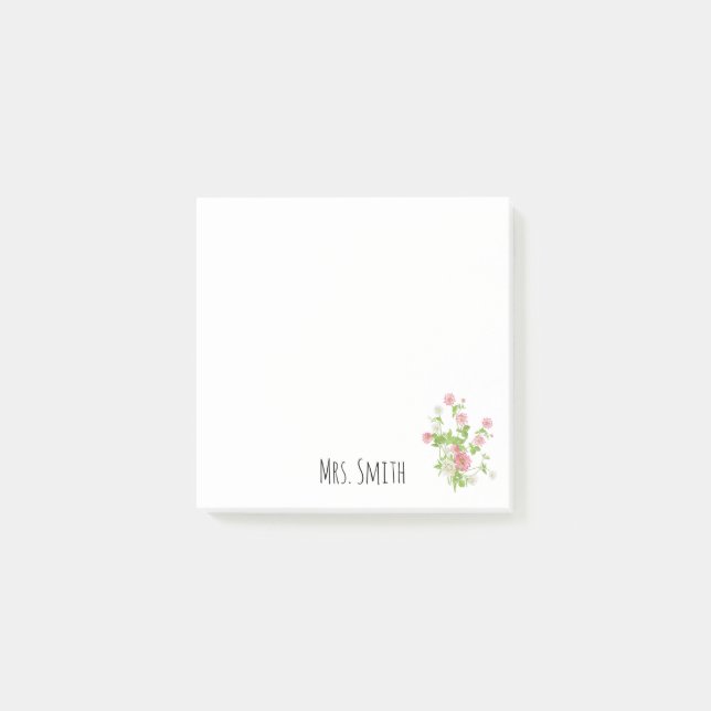 Bloco De Notas Floral Monograma Personalizável  (Frente)
