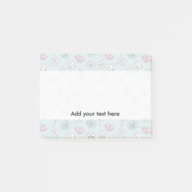 Bloco De Notas Floral na moda azul abstrato moderno do rosa (Frente)