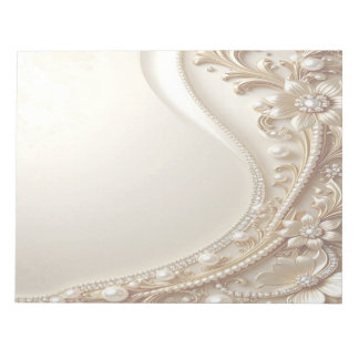 Bloco de Notas Floral Ornamentado em Ouro Elegante