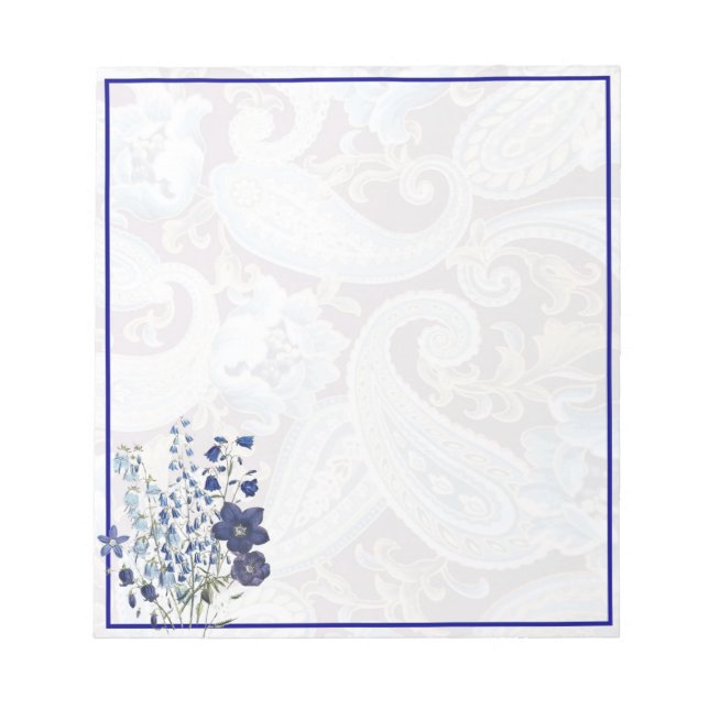 Bloco De Notas floral paisley azul (Frente)