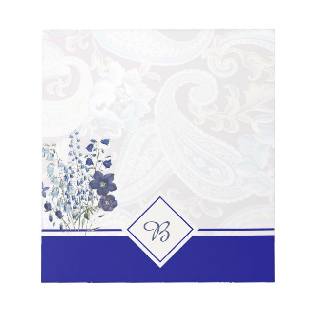 bloco de notas floral paisley azul (Frente)