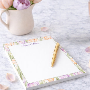 Bloco de Notas Floral Pastel Rosa Violeta Primaver