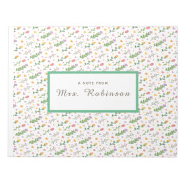 Bloco De Notas Floral Personalizada | Nome Escrita Elegante Flor