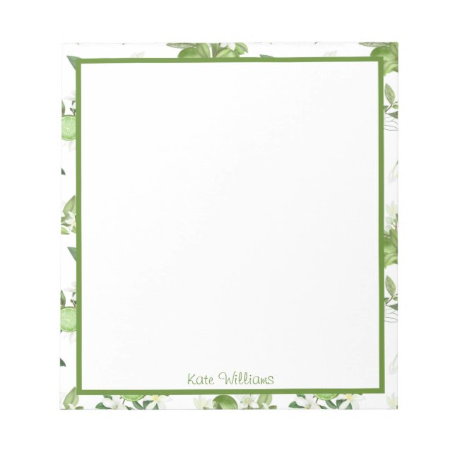 Bloco de Notas Floral Personalizado de Limão (Frente)