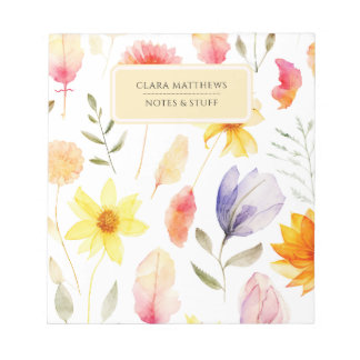 Bloco de Notas Floral Personalizado | Nome Persona