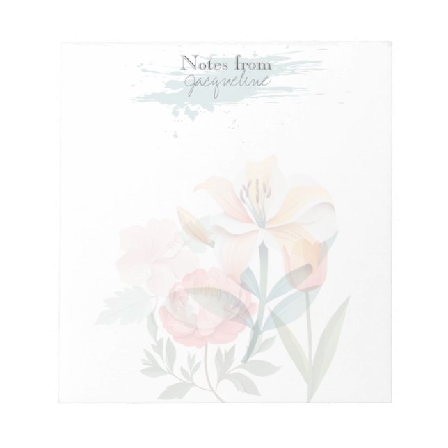Bloco De Notas Floral Pink Botanical Classic Personalized Notepad (Frente)