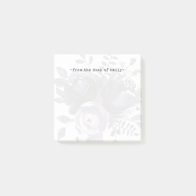 Bloco De Notas Floral Púrpura Suave sob Sobreposição Branca e Nom (Frente)