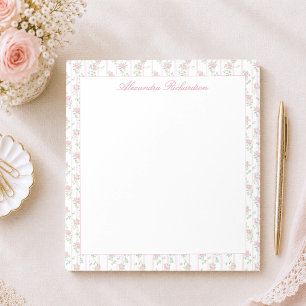 Bloco de Notas Floral Rosa Aquarela Personalizado