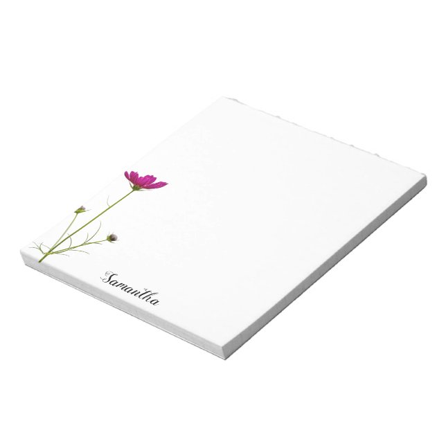 Bloco De Notas Floral Rosa Minimalista | Personalizado (Invertido)