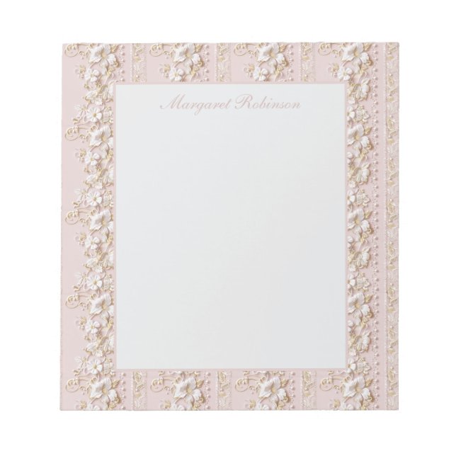 Bloco de Notas Floral Rosa Vintage (Frente)