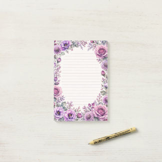 Bloco De Notas Floral Roxo.