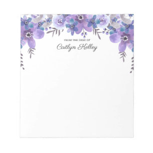 Bloco De Notas Floral Roxo da Mesa de, Personalizado