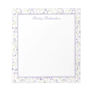Bloco de Notas Floral Roxo Personalizado