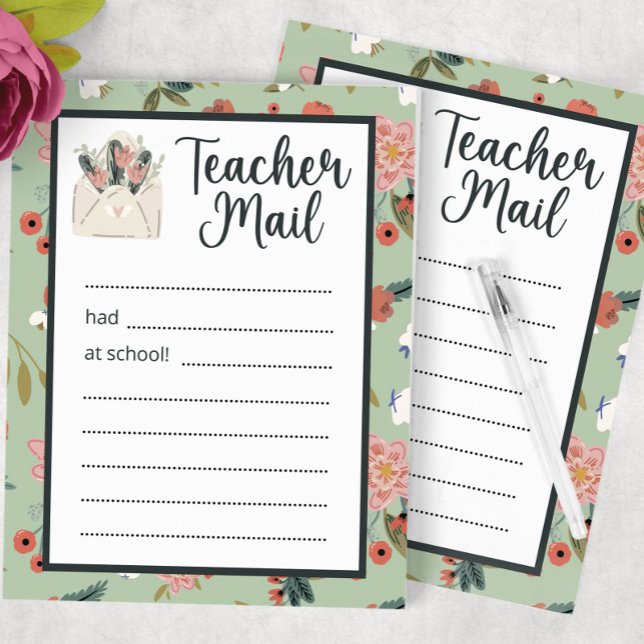 Bloco De Notas Floral Teacher Mail (Criador carregado)