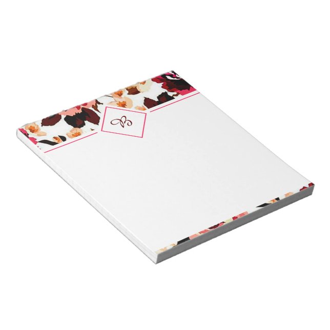 Bloco de notas floral vermelho (Inclinado)