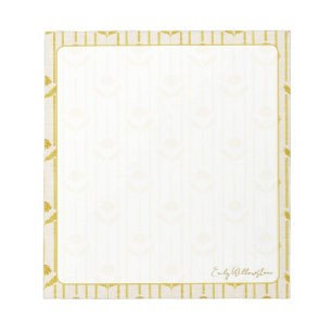 Bloco De Notas Floral Vintage em listras em amarelo mostarda