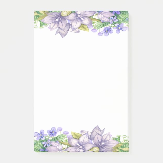Bloco De Notas Flores Adoráveis em Aquarela (Frente)