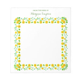 Bloco De Notas Flores Amarelas Bonito Personalizadas da Mesa do