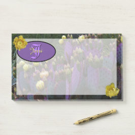 Bloco De Notas Flores Amarelas de Cacto Roxo Personalizadas Monog