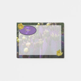 Bloco De Notas Flores Amarelas de Cacto Roxo Personalizadas Monog