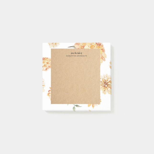 Bloco De Notas Flores Amarelas Modernas e Presente Personalizado  (Frente)