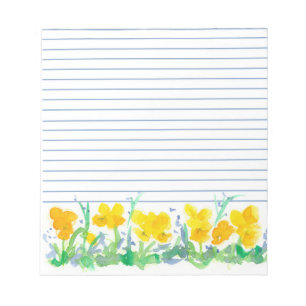 Bloco De Notas Flores Amarelas Pansy-color Aquarela Arte Floral