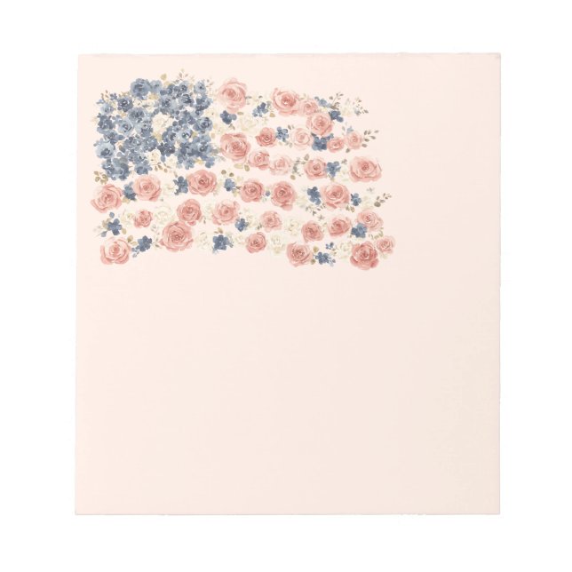 Bloco De Notas Flores Azuis Brancas Vermelhas (Frente)