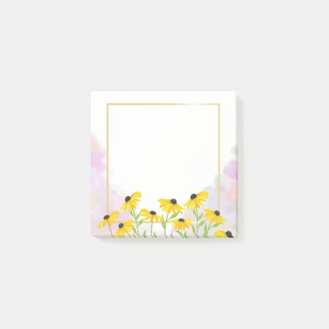 Bloco De Notas Flores Black eyed Susan em nuvens pastéis suaves  (Frente)