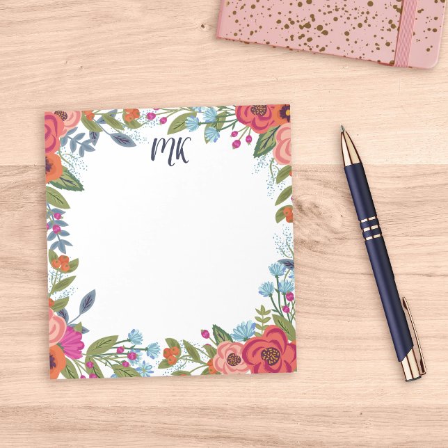 Bloco De Notas Flores Boho Monogramadas (Criador carregado)