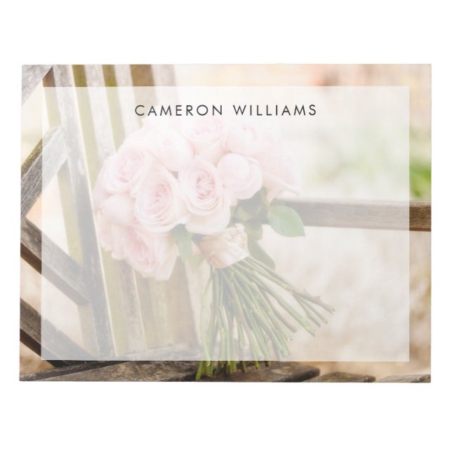 Bloco De Notas Flores | Buquê rosa-rosa (Frente)