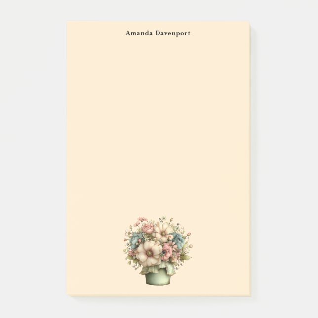 Bloco De Notas Flores Caprichosas em um Vaso de Planta Cute (Frente)