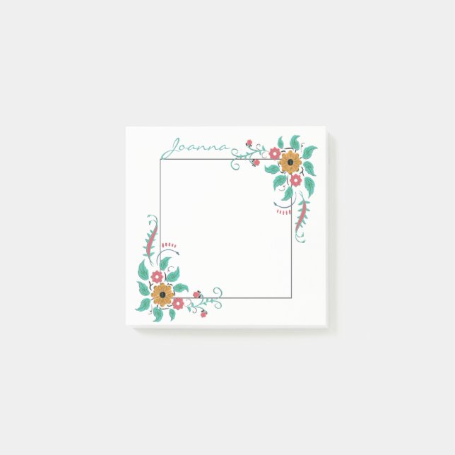 Bloco De Notas Flores Coloridas No Quadro (Frente)