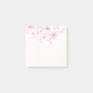 Bloco De Notas Flores Cor-de-Água Rosa Postam as Notas