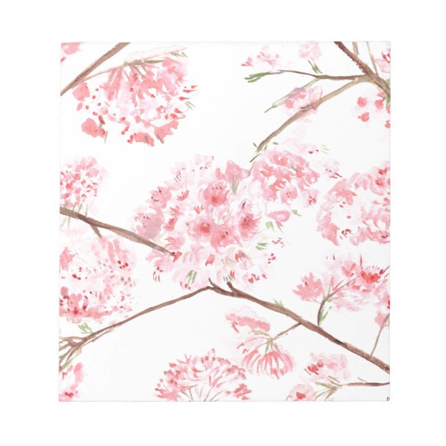 Bloco De Notas Flores cor-de-rosa cereja Sakura Japonês (Frente)