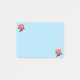 Bloco De Notas Flores Cor-de-Rosa em Coisas Azul Claro Para Fazer