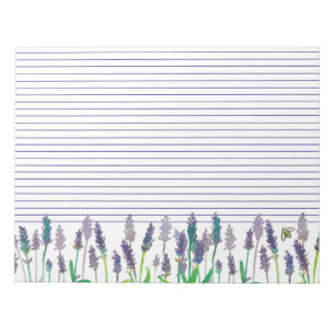 Bloco De Notas Flores da aguarela da lavanda da abelha do mel