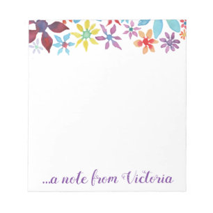 Bloco De Notas Flores da cor de água personalizadas